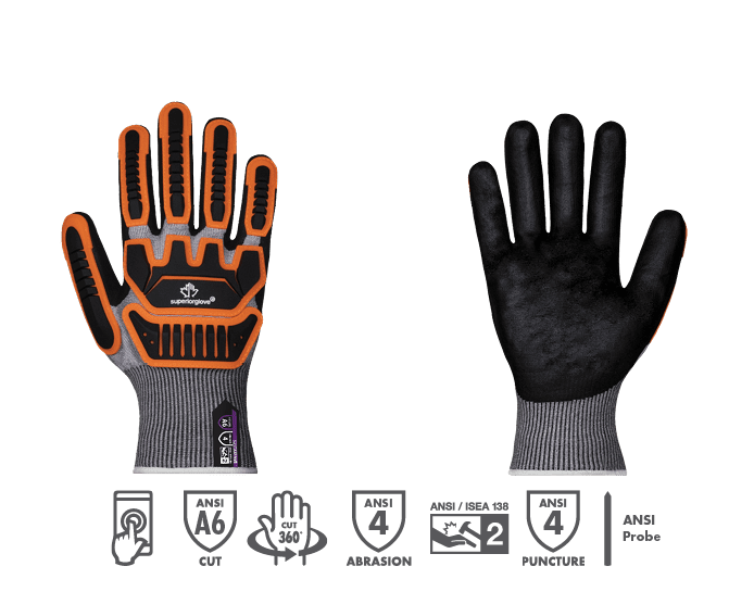 Superior Glove® TenActiv™ S21TAXFNVB Foam Nitrile Coated 21-Gauge Impact A5 Cut Gloves 